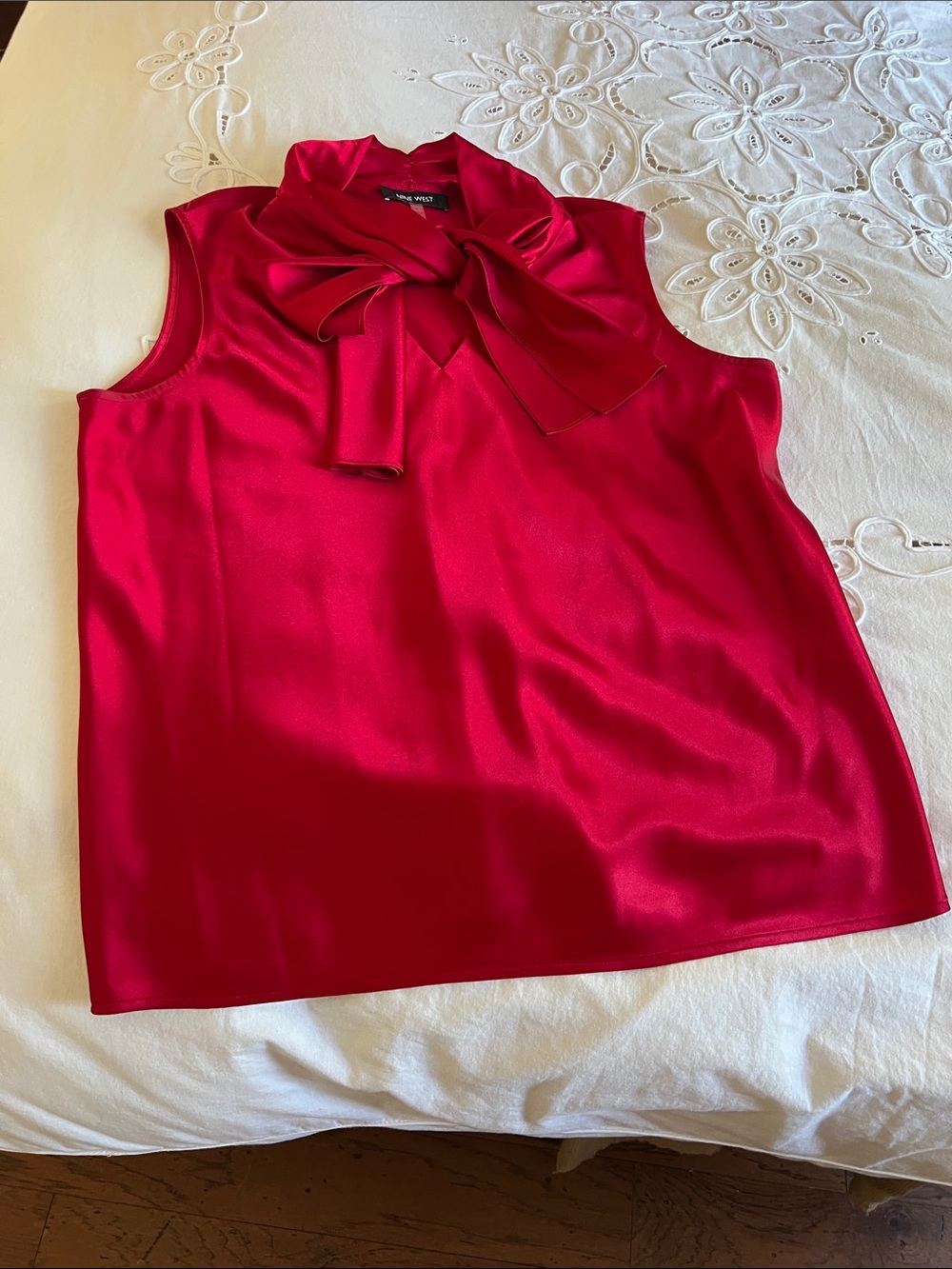 Nine West Red Tie-Neck Satin Camisole